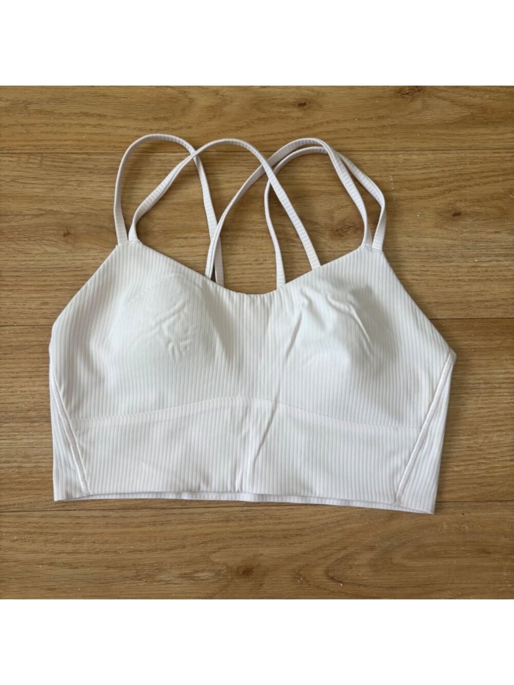 Lululemon Athletic Like A Cloud Longline Ribbed Bra B/C Light Pink Womenโs Sz 6